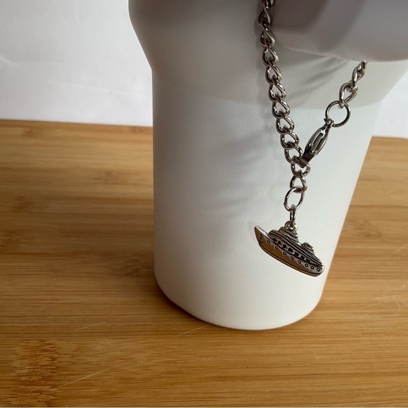 Hand Crafted Stanley Cup Charm Stainless Charm Cruise Ship Pendant Silver - Picture 3 of 6